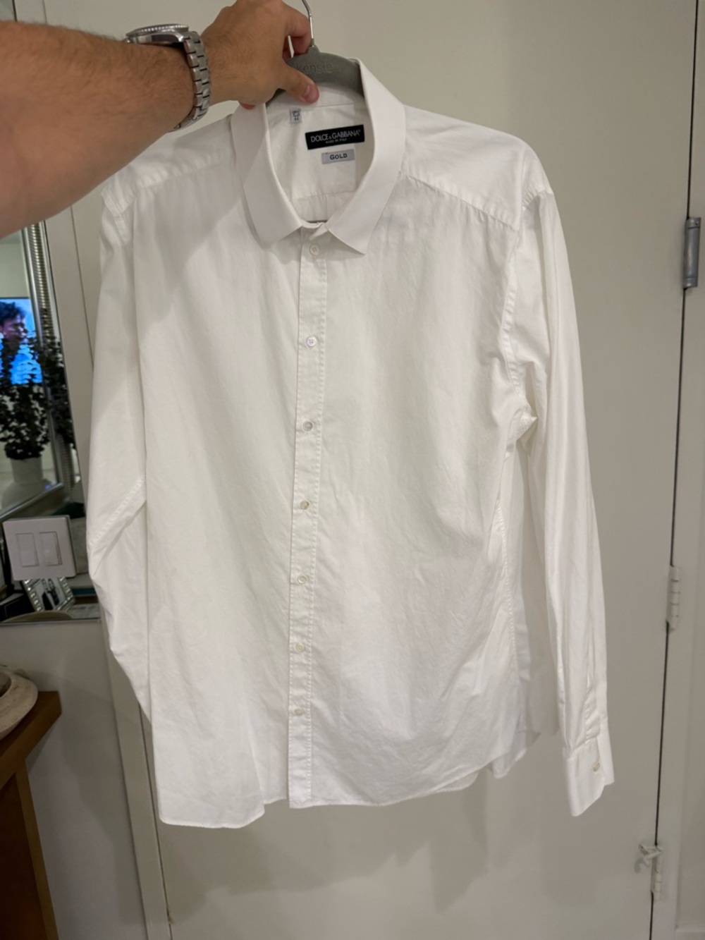 Dolce & Gabbana White Long-Sleeve Dress Shirt - Point Collar